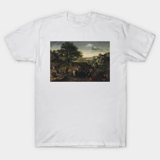 Landscape with a Rural Festival by Lucas van Valckenborch T-Shirt